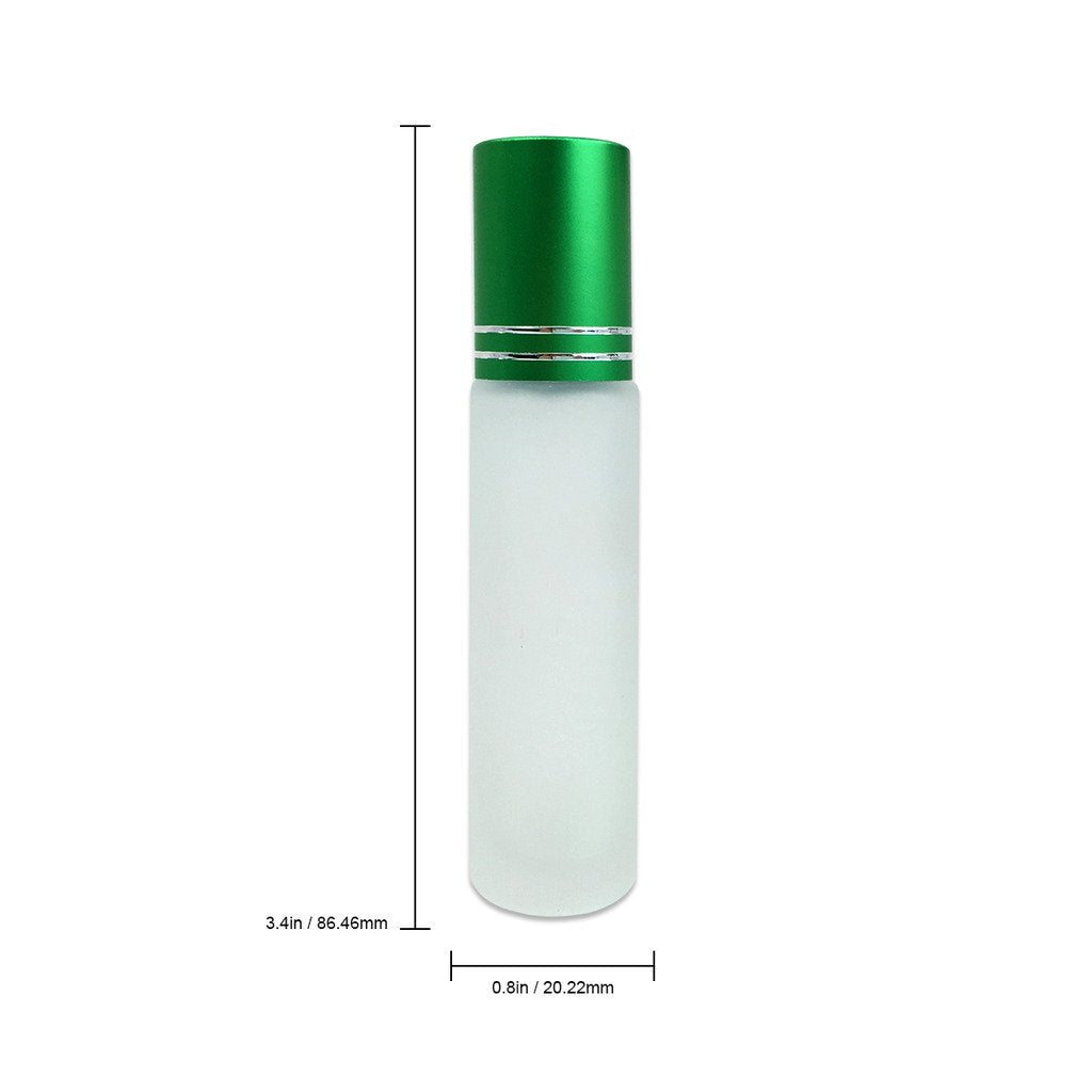 Beauticom Glass Roll On Bottle 10Ml ~ 1/3 Oz With Metal Cap, Stainless Steel Roll Balls For Essential Oil, Aromatherapy, Perfume